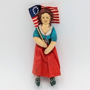 Vintage 1979 Hallmark Molly Pitcher Cloth Doll Famous Americans Patriotic USA 7"
